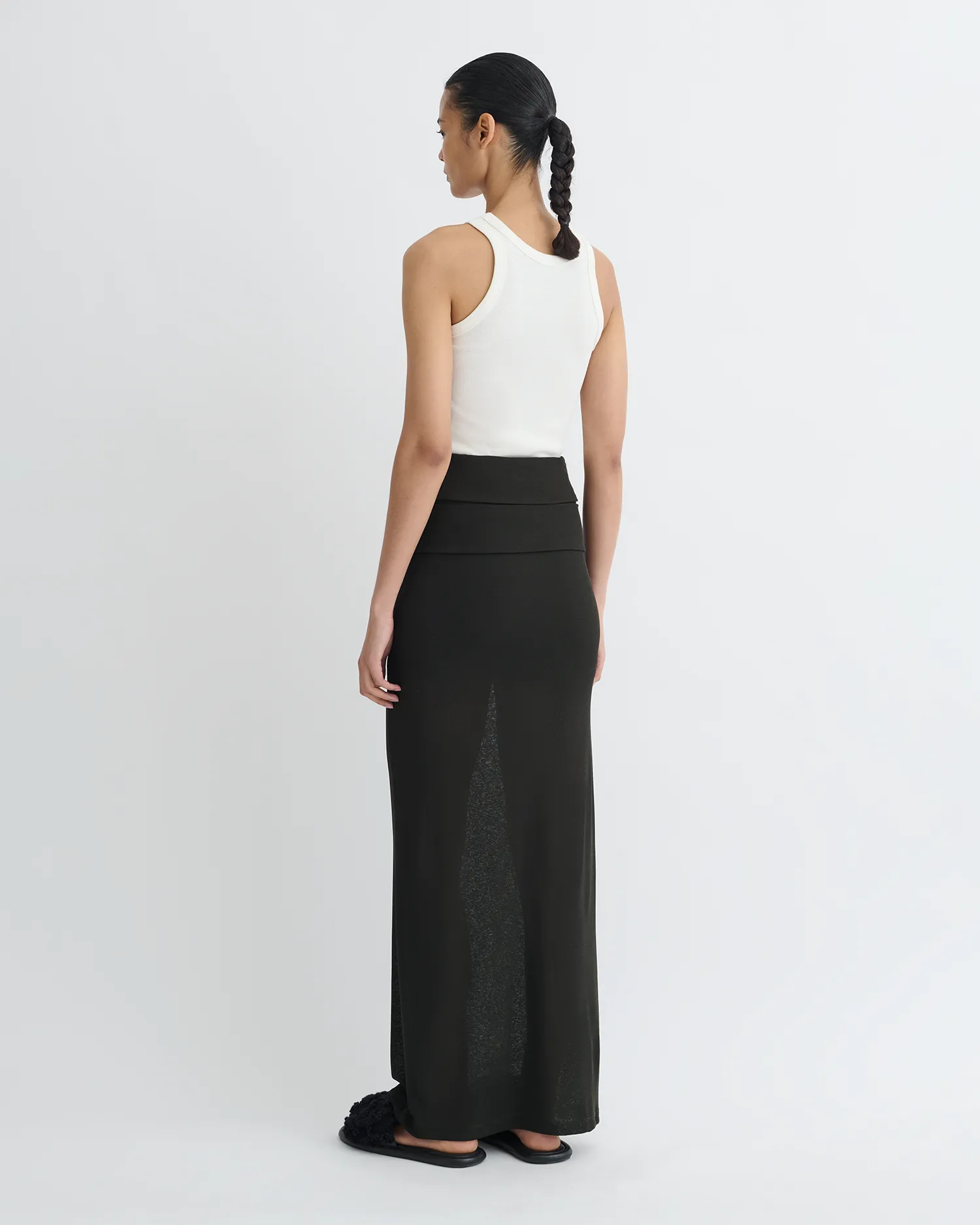 Shanda - Draped Mesh Jersey Maxi Skirt - Anthracite sold by Nanushka product image thumbnail 2