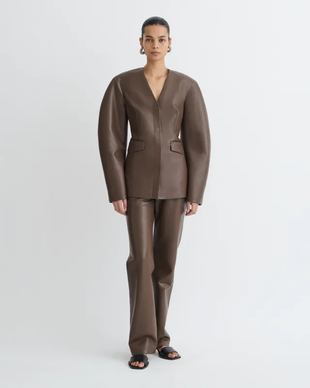 Erina - Regenerated Leather Jacket - Chocolate sold by Nanushka