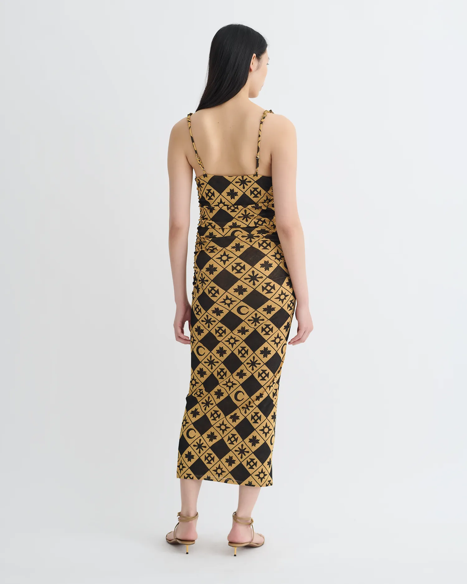 Alexa - Printed Mesh Jersey Midi Dress - Symbol Tile Oak sold by Nanushka product image thumbnail 2