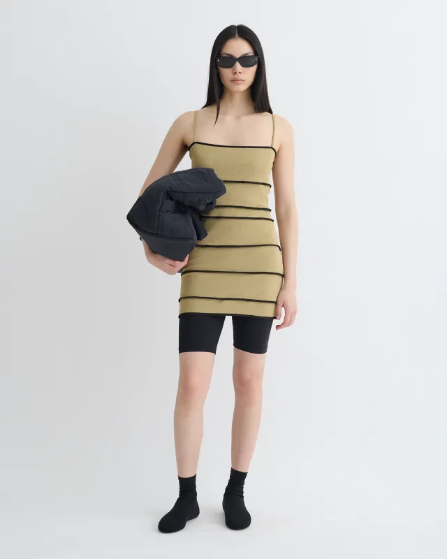 Alula - Mesh Jersey Mini Dress - Sand/Anthracite sold by Nanushka