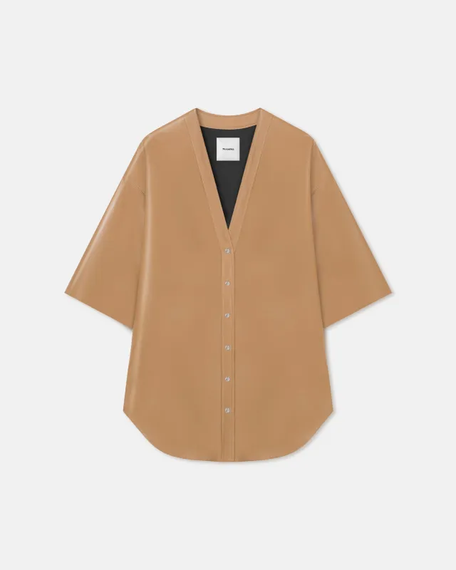 Ingar - Okobor™ Alt-Leather Mini Dress - Oak sold by Nanushka