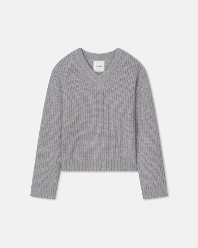 Morcar - Merino and Cashmere-Blend Sweater - Light Grey sold by Nanushka