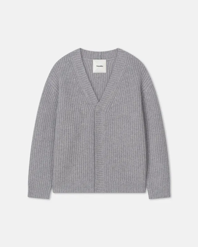 Varten - Merino and Cashmere-Blend Cardigan - Light Grey made by Nanushka