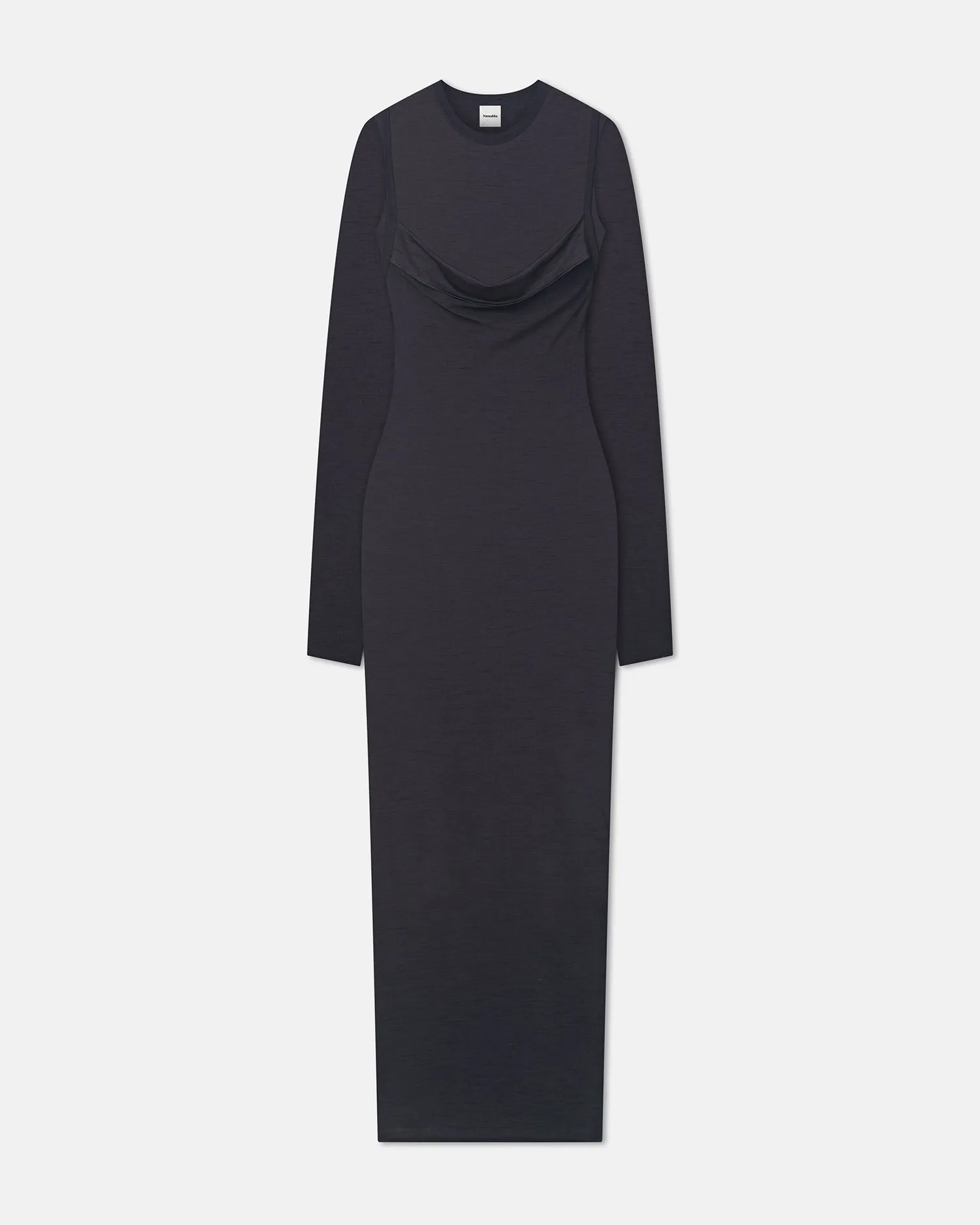 Linora - Draped Wool Jersey Midi Dress - Grey sold by Nanushka