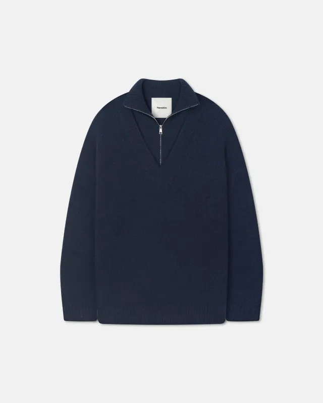 Kylen - Contrast Brushed Merino Sweater - Navy sold by Nanushka