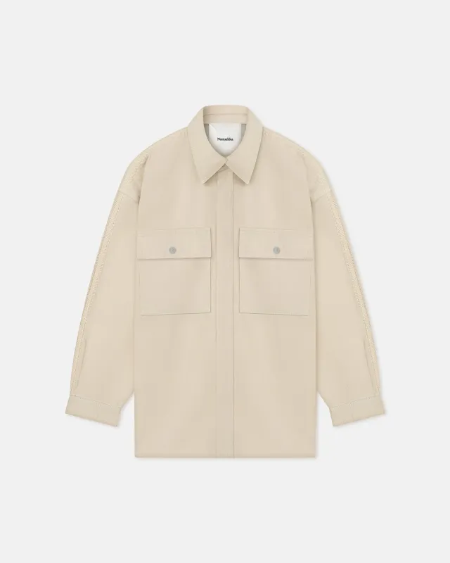 Mariann - Oversized Denim Shirt - Beige sold by Nanushka