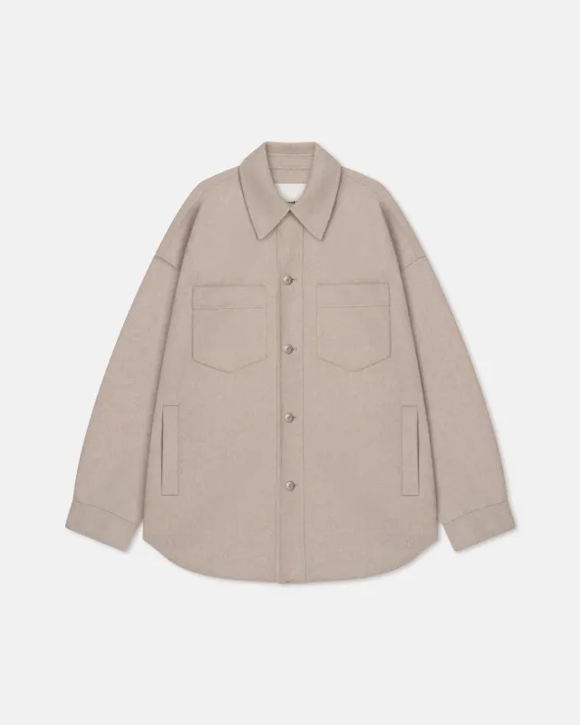 Martin - Double Wool Overshirt - Stone sold by Nanushka