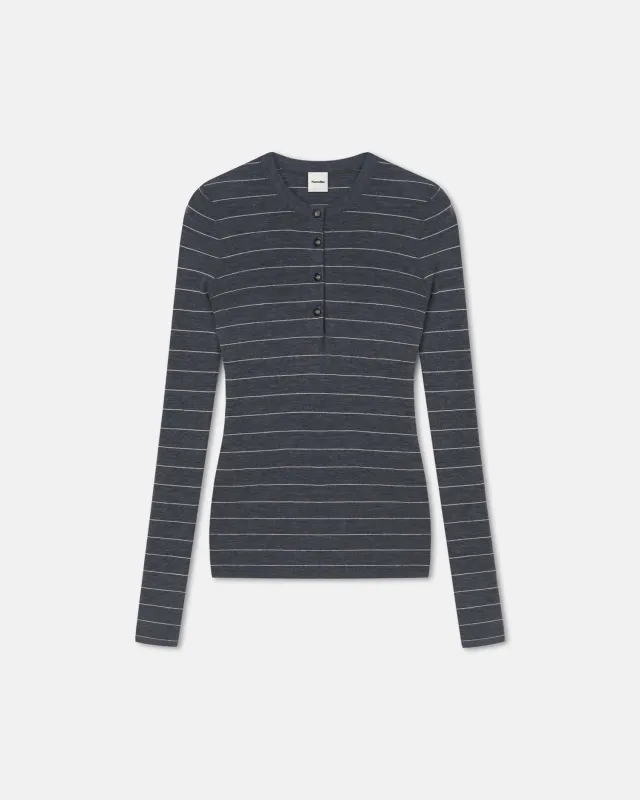 Ariyah - Striped Terry Merino Top - Grey Stripe sold by Nanushka