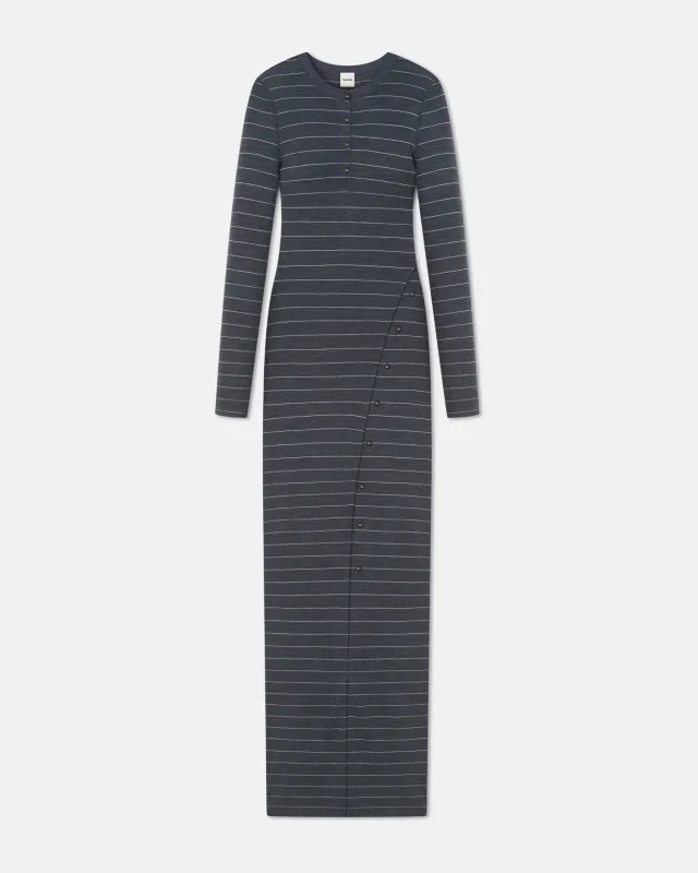 Dakoa - Striped Terry Merino Maxi Dress - Grey Stripe sold by Nanushka
