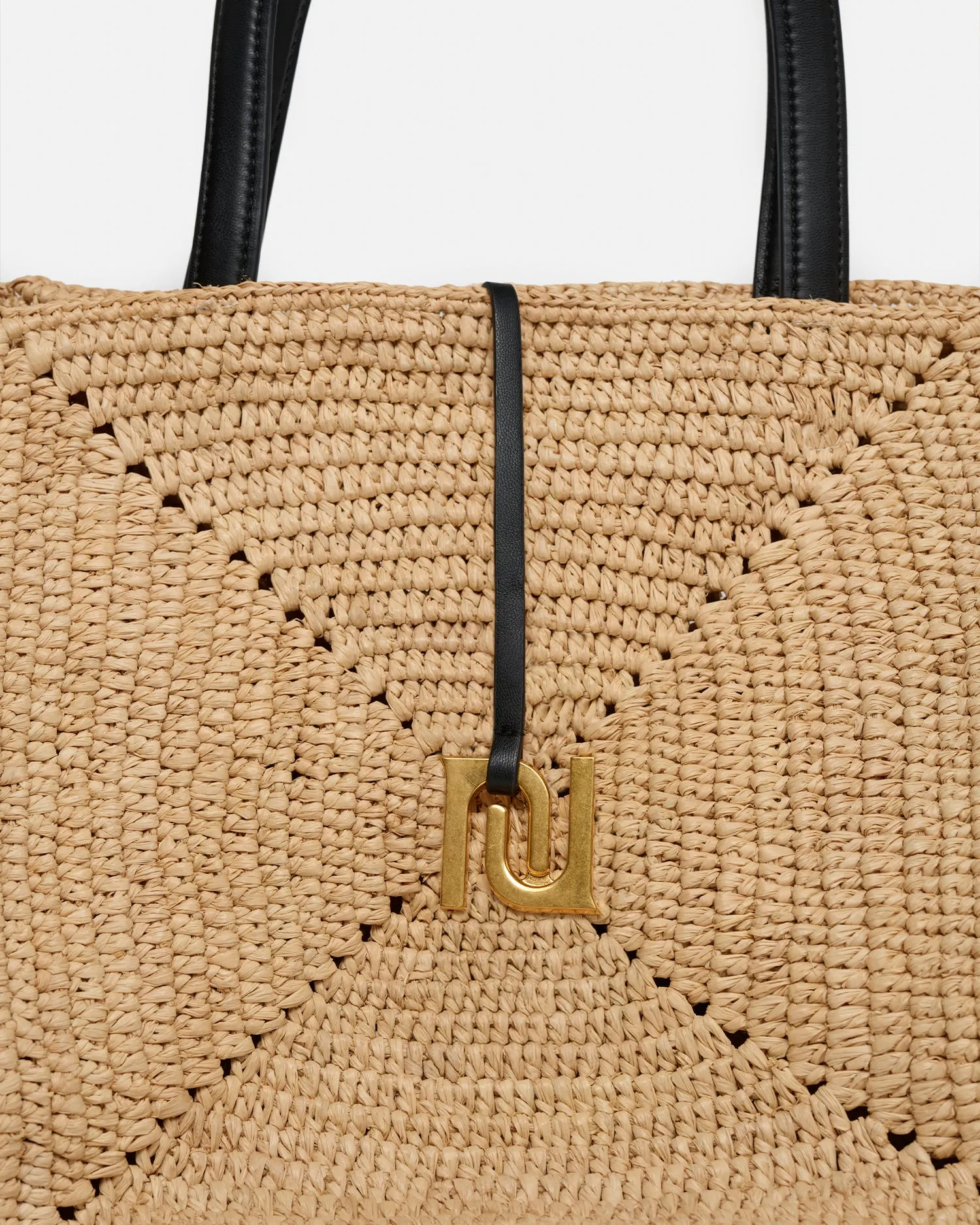 Origami Tote - Raffia Charm Tote - Natural/Black sold by Nanushka product image thumbnail 4