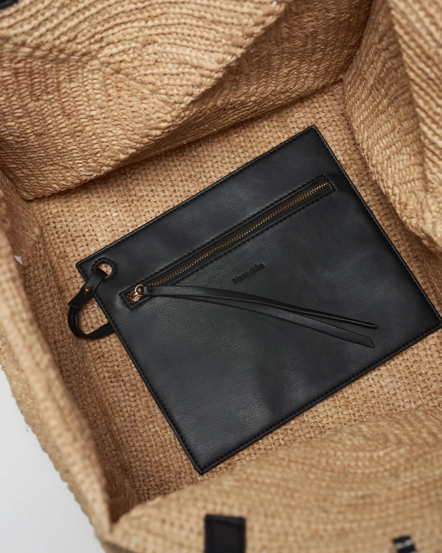 Origami Tote - Raffia Charm Tote - Natural/Black sold by Nanushka product image thumbnail 5