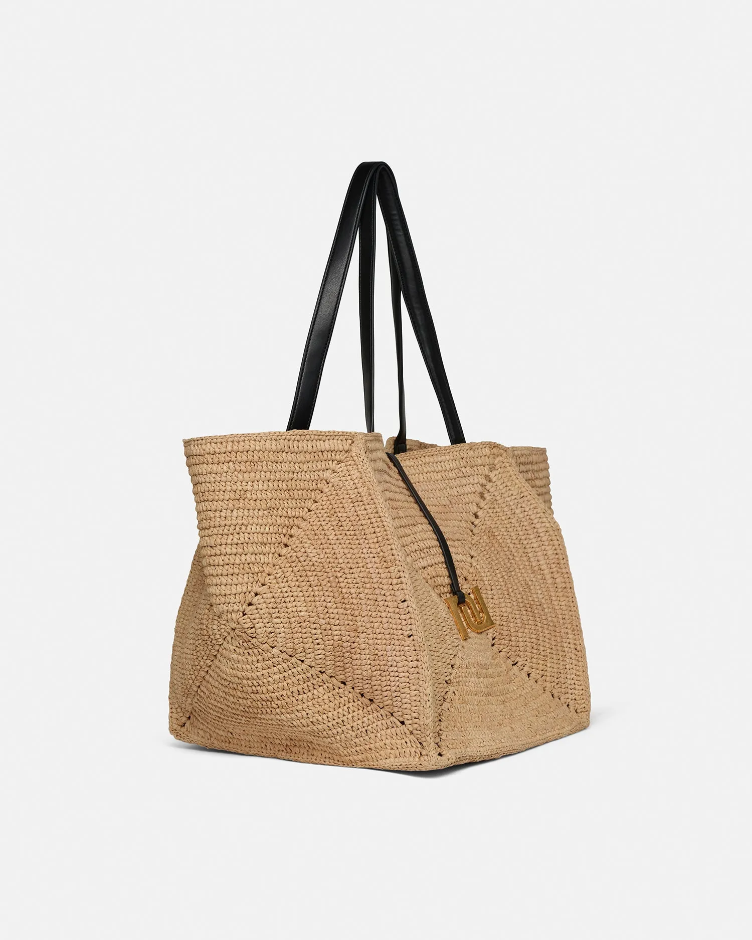 Origami Tote - Raffia Charm Tote - Natural/Black sold by Nanushka product image thumbnail 2