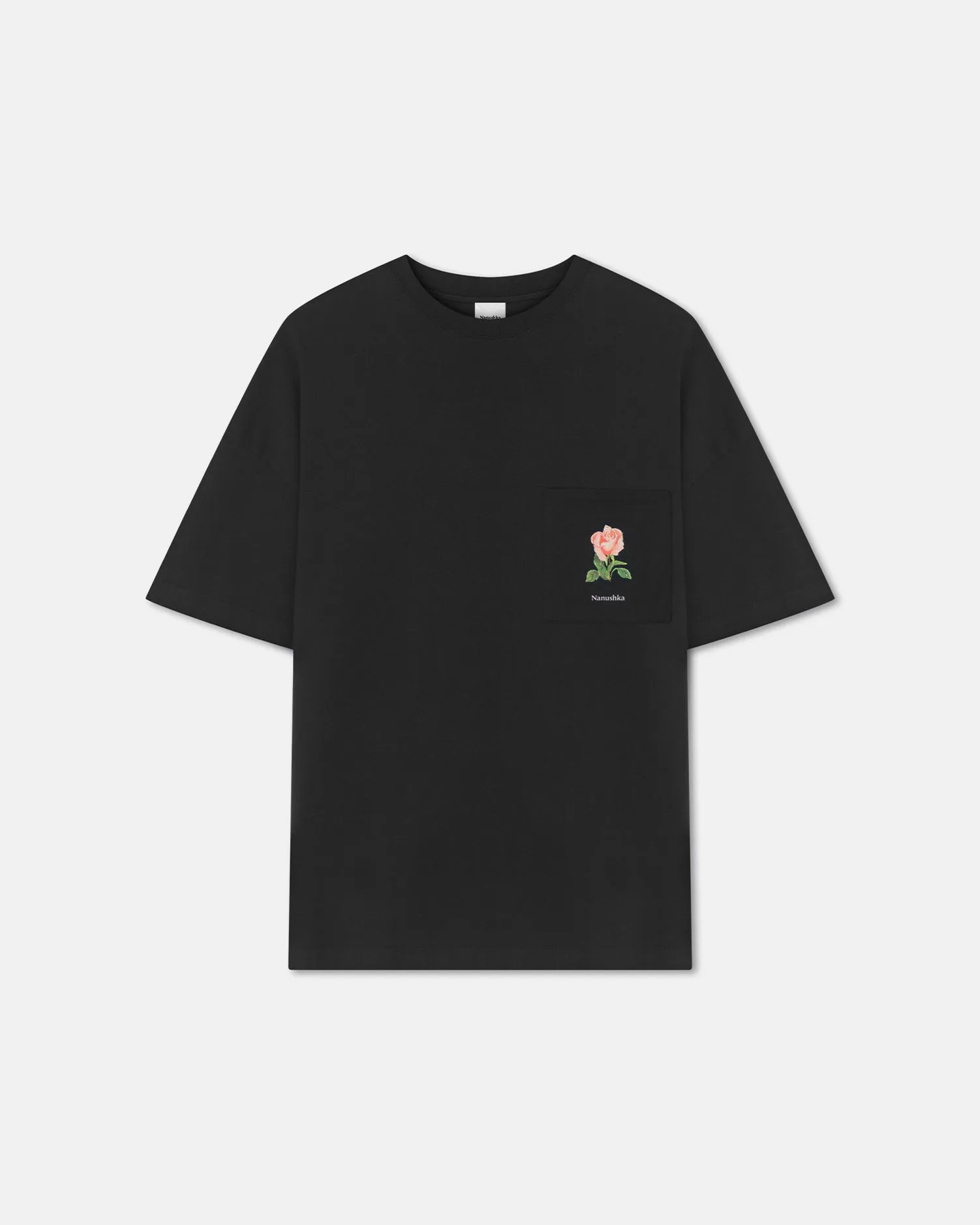 Wren - Printed Cotton-Jersey T-Shirt - Black/Roses sold by Nanushka