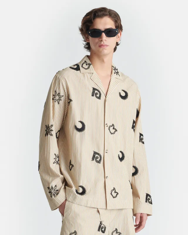 Haris - Beaded Shirt - Beige/Black sold by Nanushka