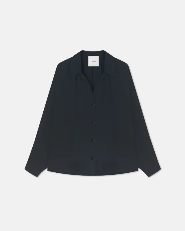 Ada - Tech Linen Shirt - Black sold by Nanushka