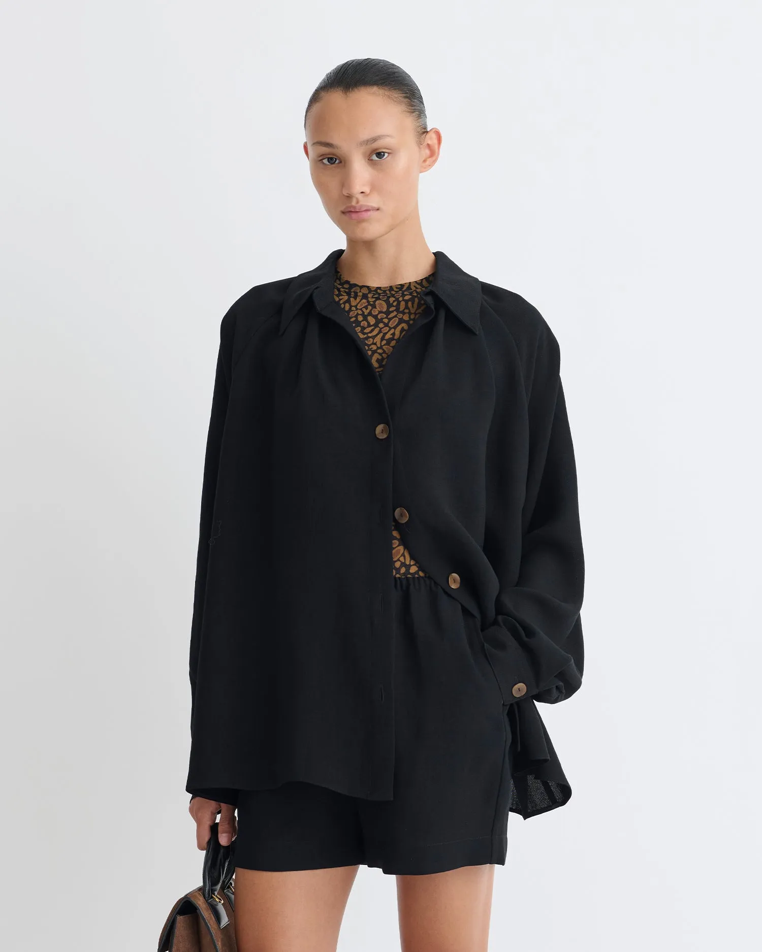 Ada - Tech Linen Shirt - Black sold by Nanushka product image thumbnail 4