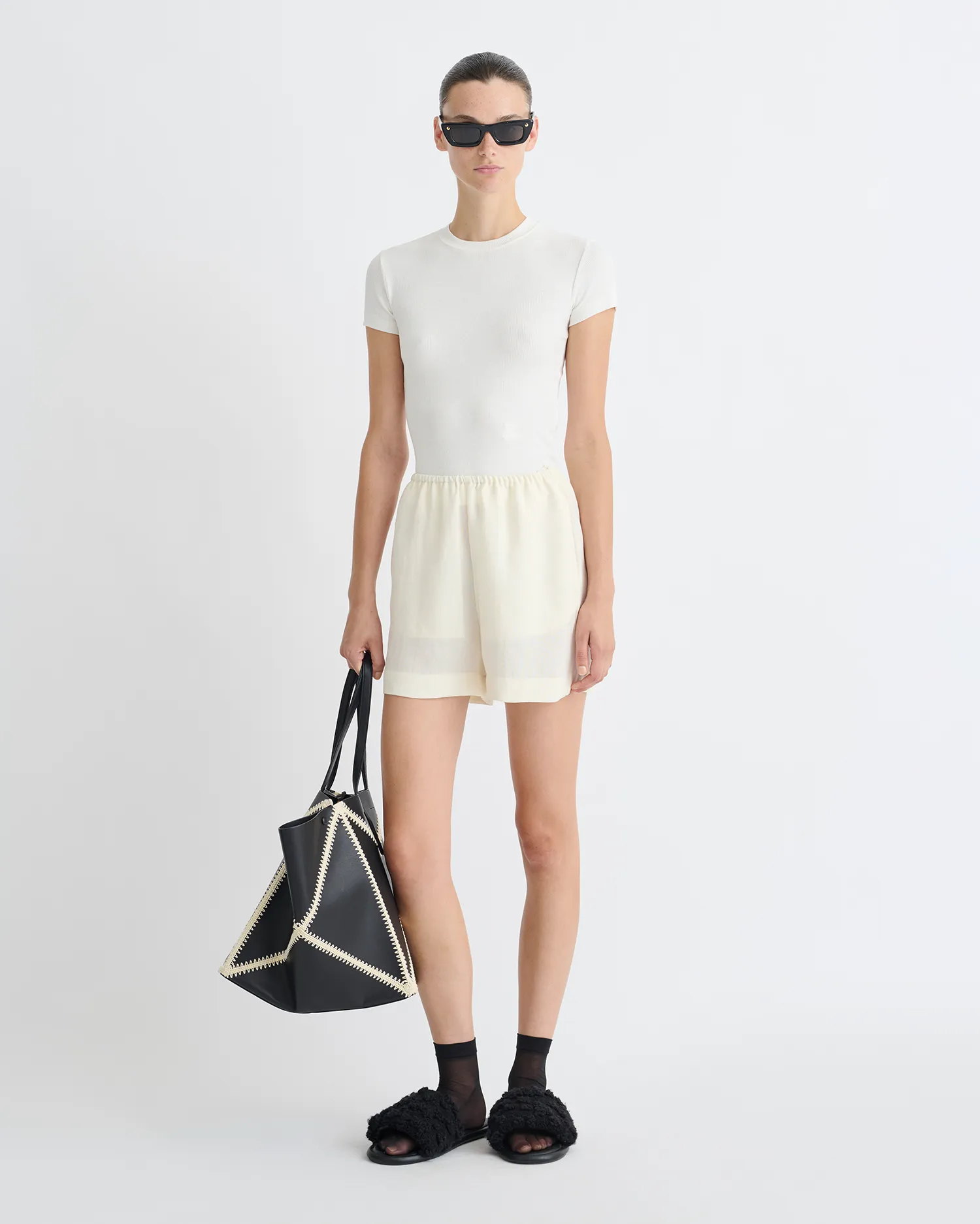 Dylla - Tech Linen Shorts - Creme sold by Nanushka product image thumbnail 4