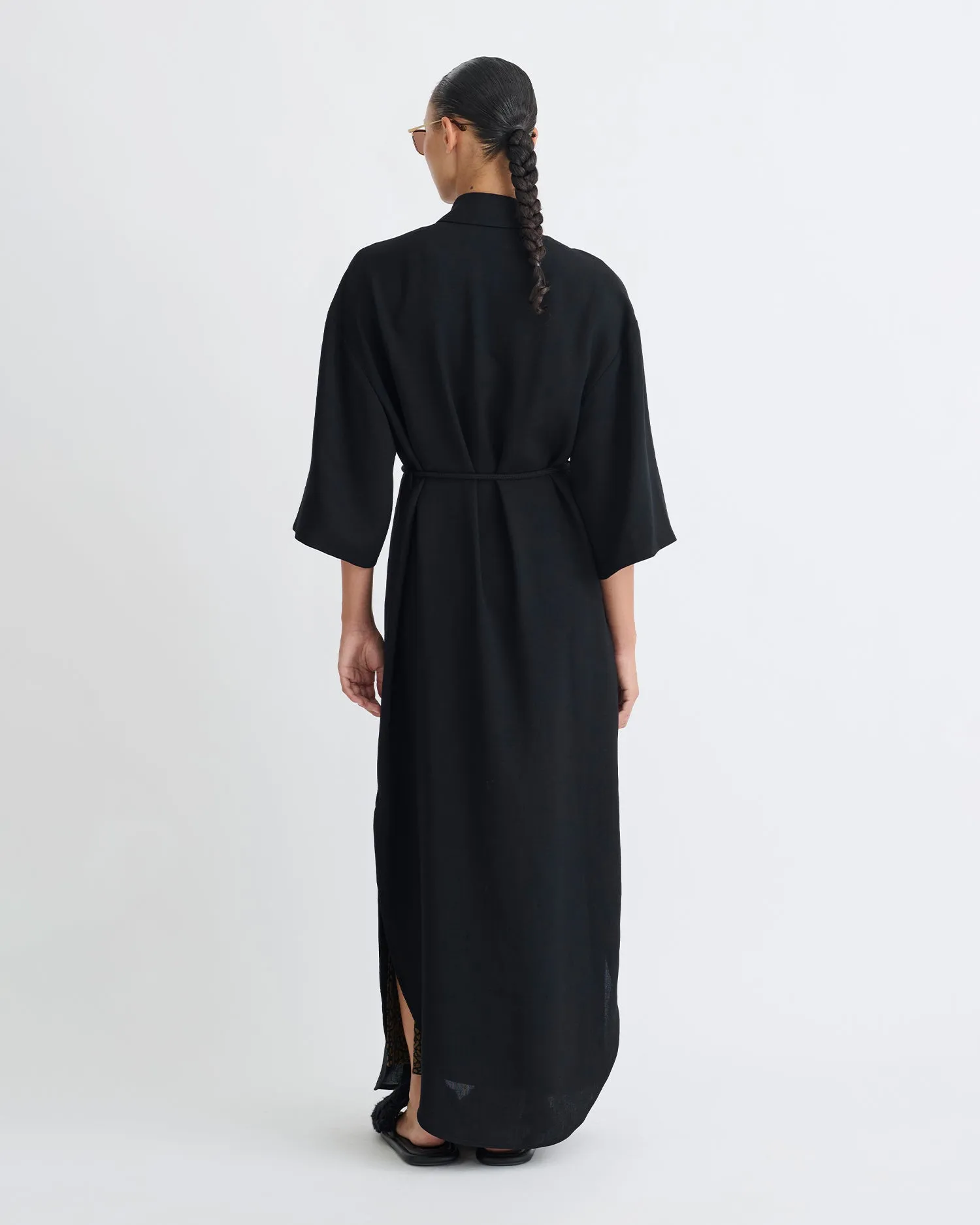 Damala - Tech Linen Shirt Dress - Black sold by Nanushka product image thumbnail 3
