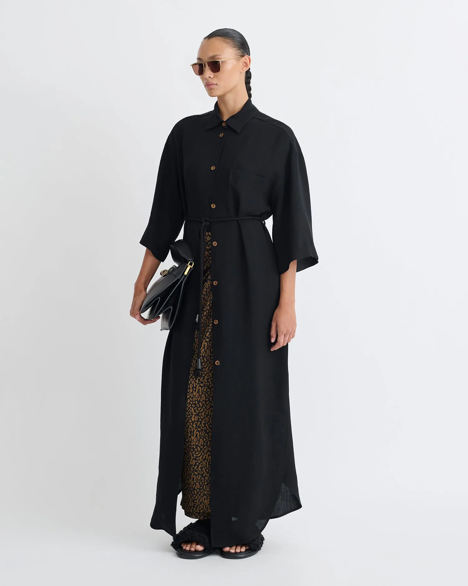 Damala - Tech Linen Shirt Dress - Black sold by Nanushka product image thumbnail 2