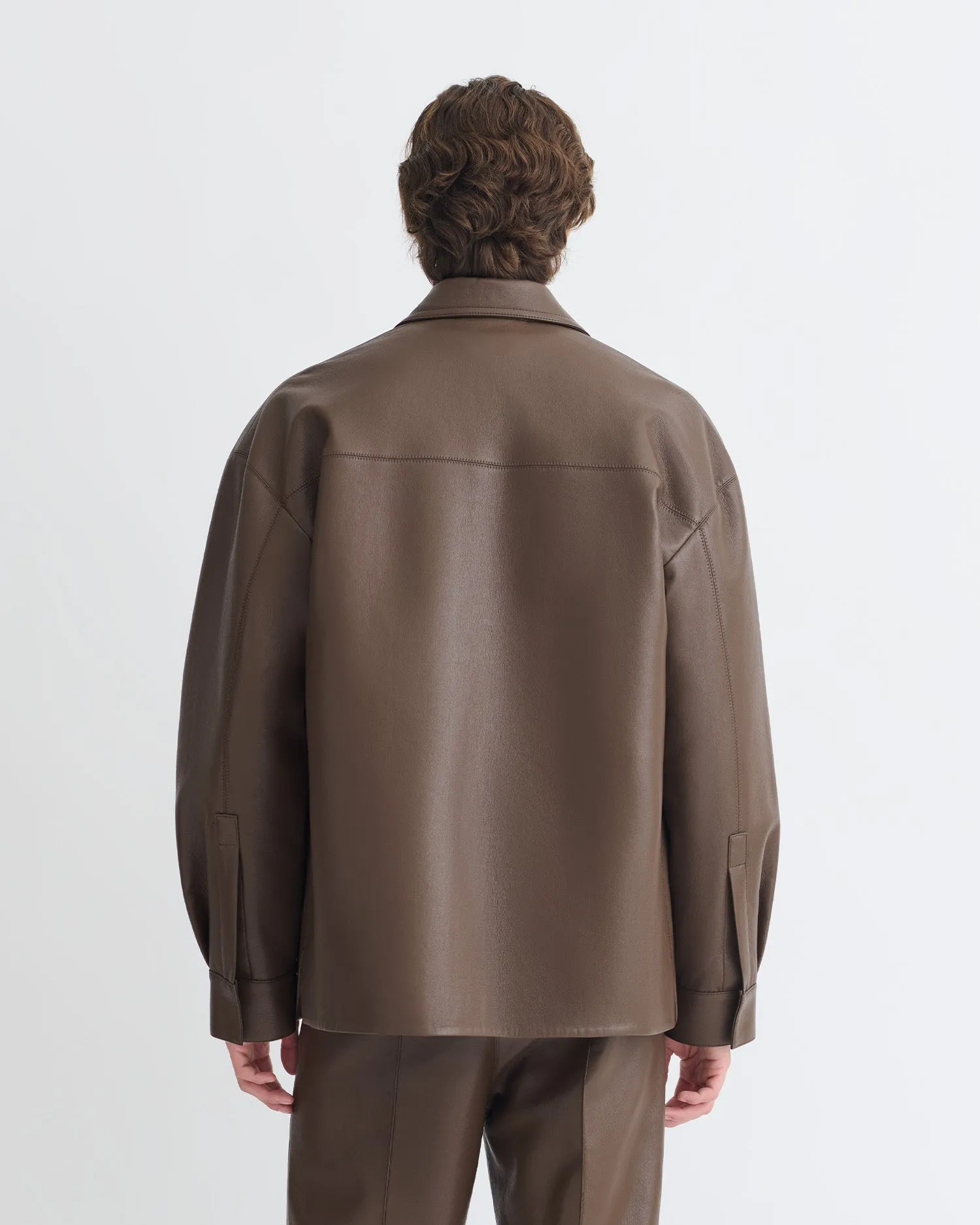 Chasin - Regenerated Leather Shirt Jacket - Chocolate sold by Nanushka product image thumbnail 2