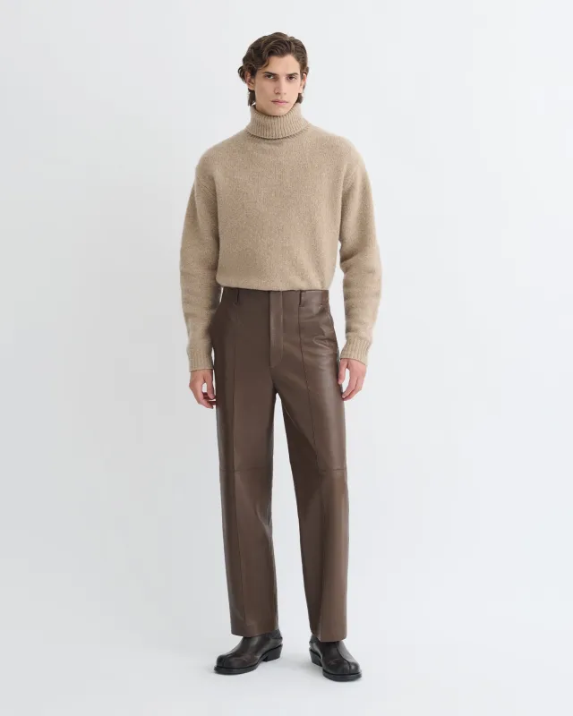 Stellan - Regenerated Leather Straight-Leg Pants - Chocolate sold by Nanushka