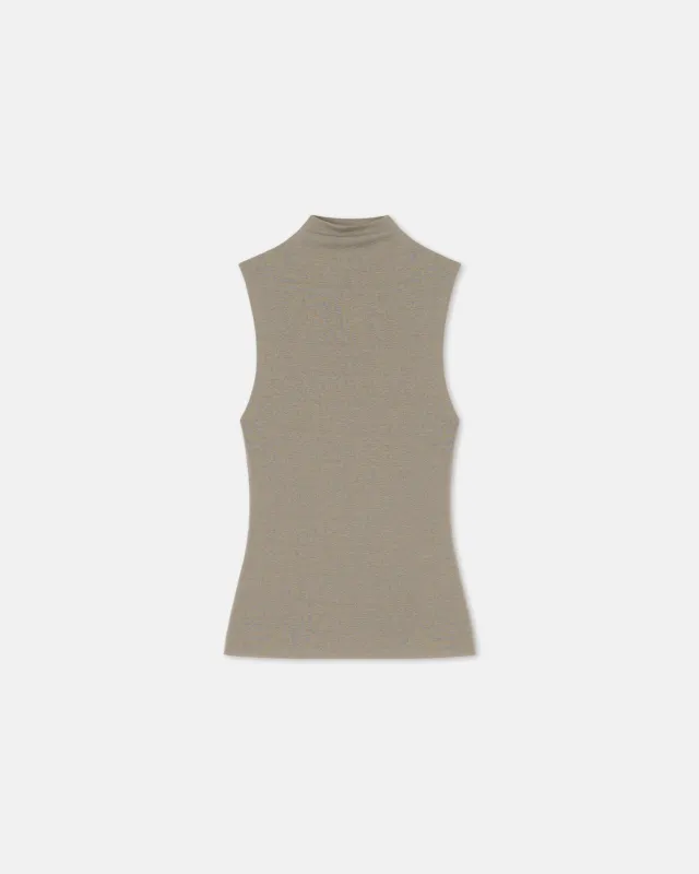Annyka - Mesh Jersey Sleeveless Top - Fog sold by Nanushka