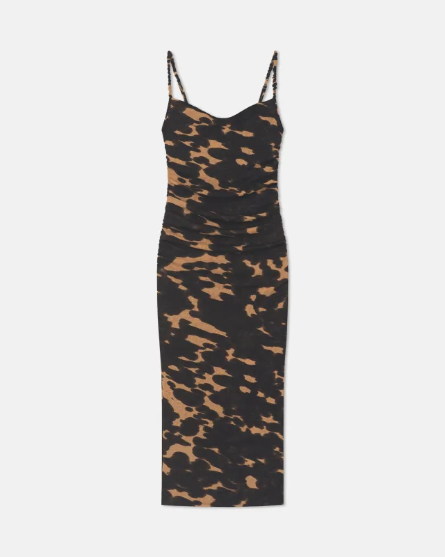 Alexa - Mesh Jersey Dress - Midnight Mocha Apricot sold by Nanushka