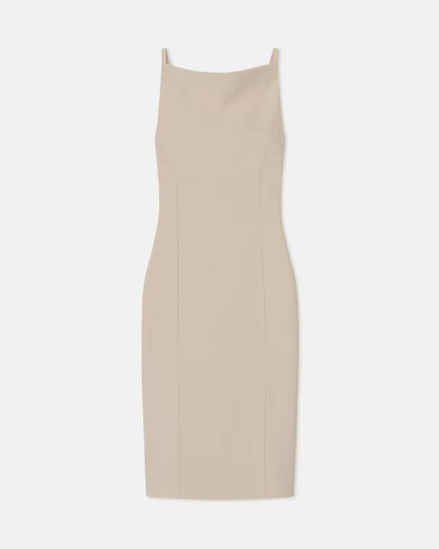 Vittoria - Seersucker Suiting Dress - Sand sold by Nanushka