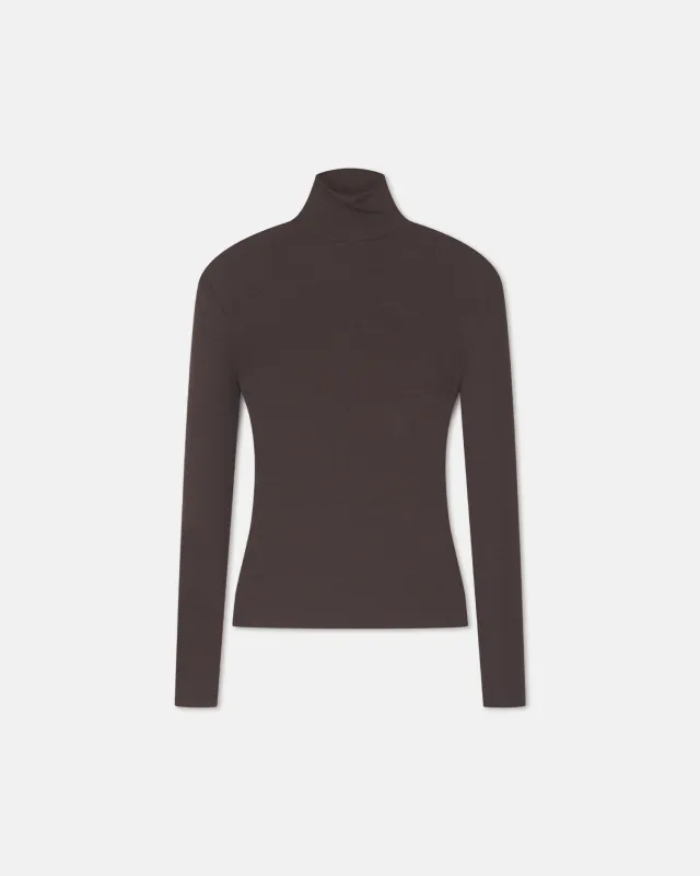 Nayeli - Mesh Jersey Long Sleeved Top - Dark Oak sold by Nanushka