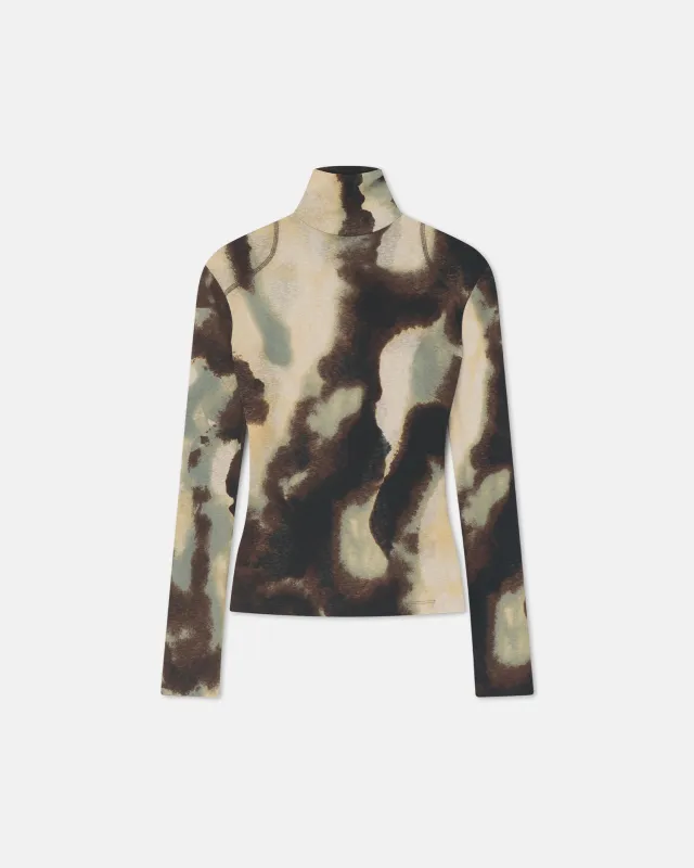 Nayeli - Mesh Jersey Long Sleeved Top - Watercolor Sage sold by Nanushka