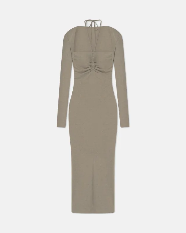 Aponi - Mesh Jersey Dress - Fog sold by Nanushka