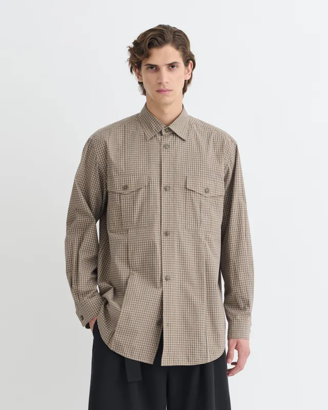 Najib - Checked Shirt - Brown/Creme sold by Nanushka
