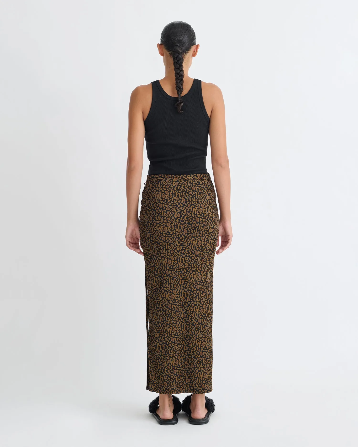 Inaya - Printed Mesh-Jersey Midi Skirt - Brown Ocelot sold by Nanushka product image thumbnail 3