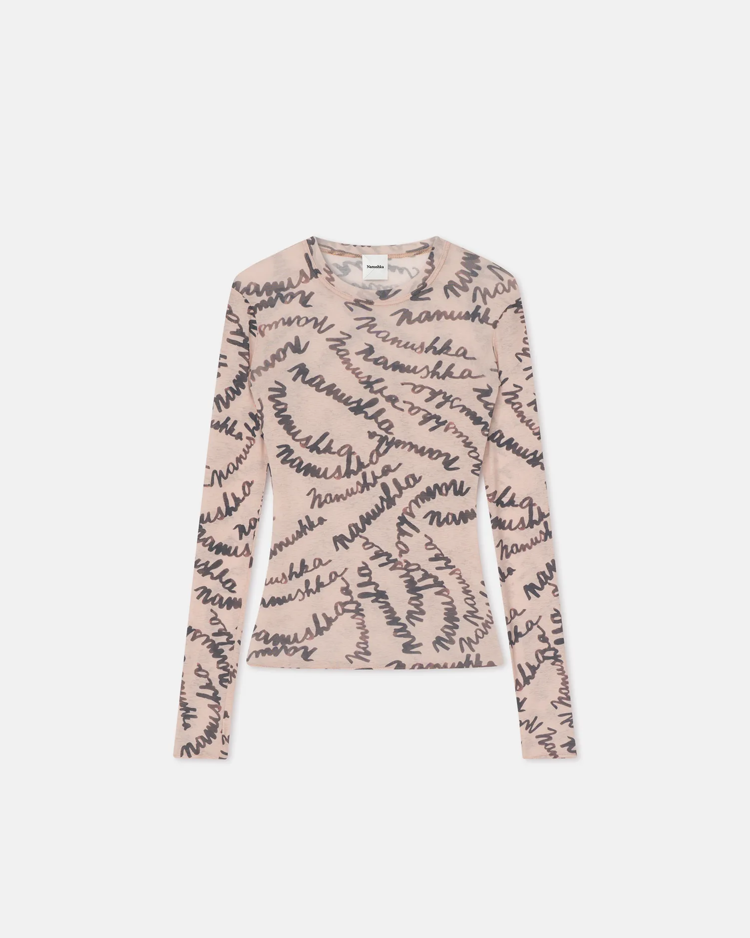 Lymee - Mesh-Jersey Top - Creme Scribble Logo sold by Nanushka