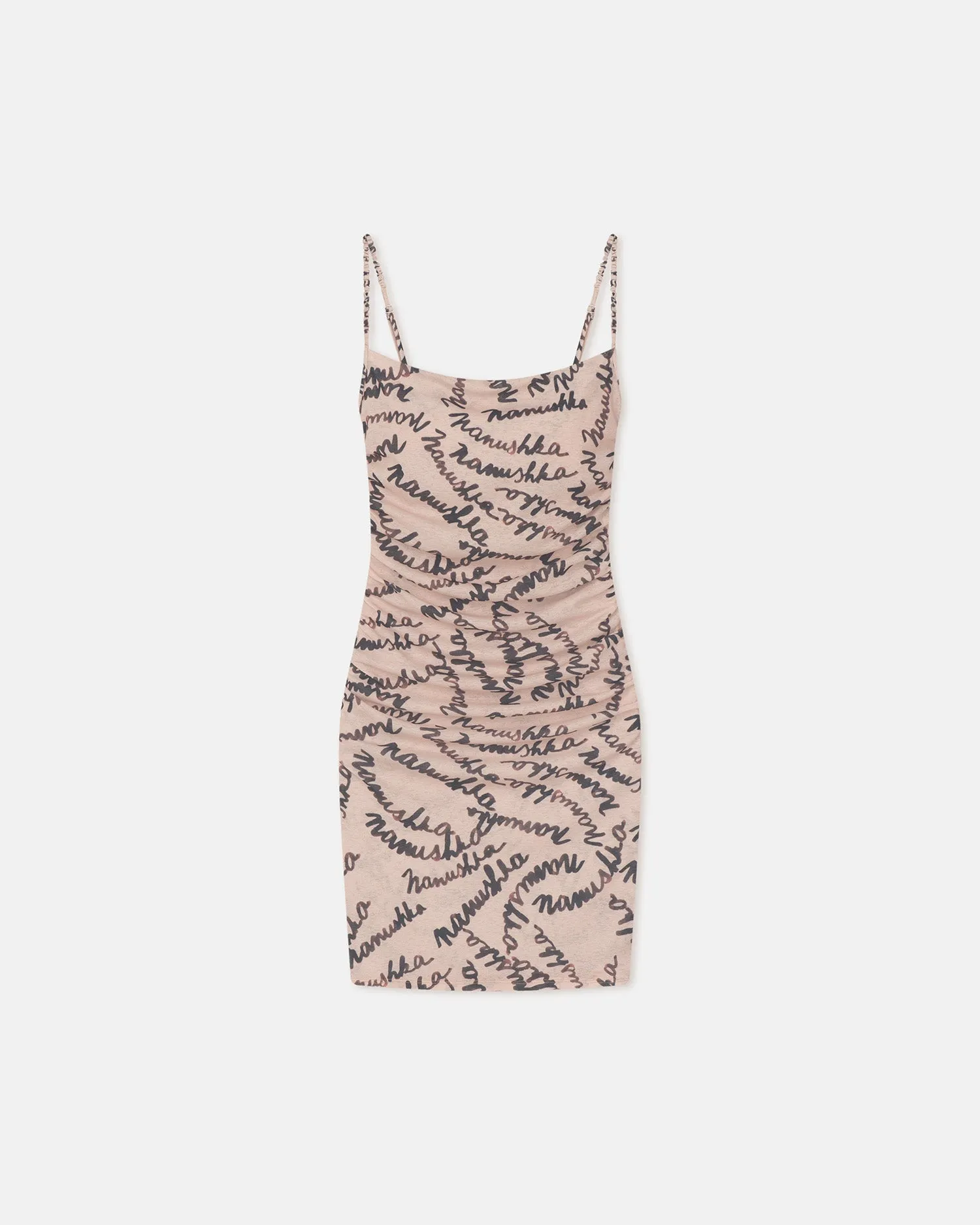Adie - Printed Mesh-Jersey Dress - Creme Scribble Logo sold by Nanushka