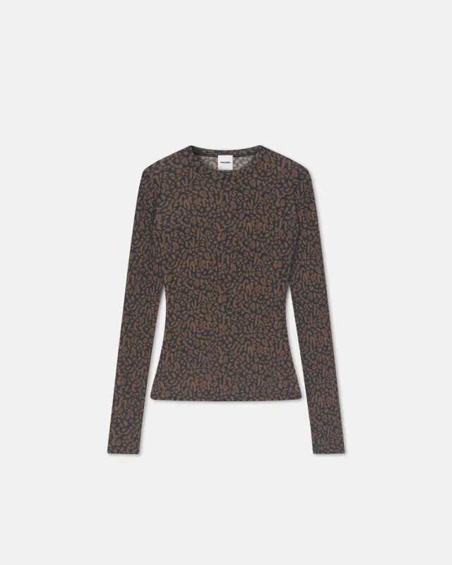 Lymee - Mesh-Jersey Top - Brown Ocelot sold by Nanushka
