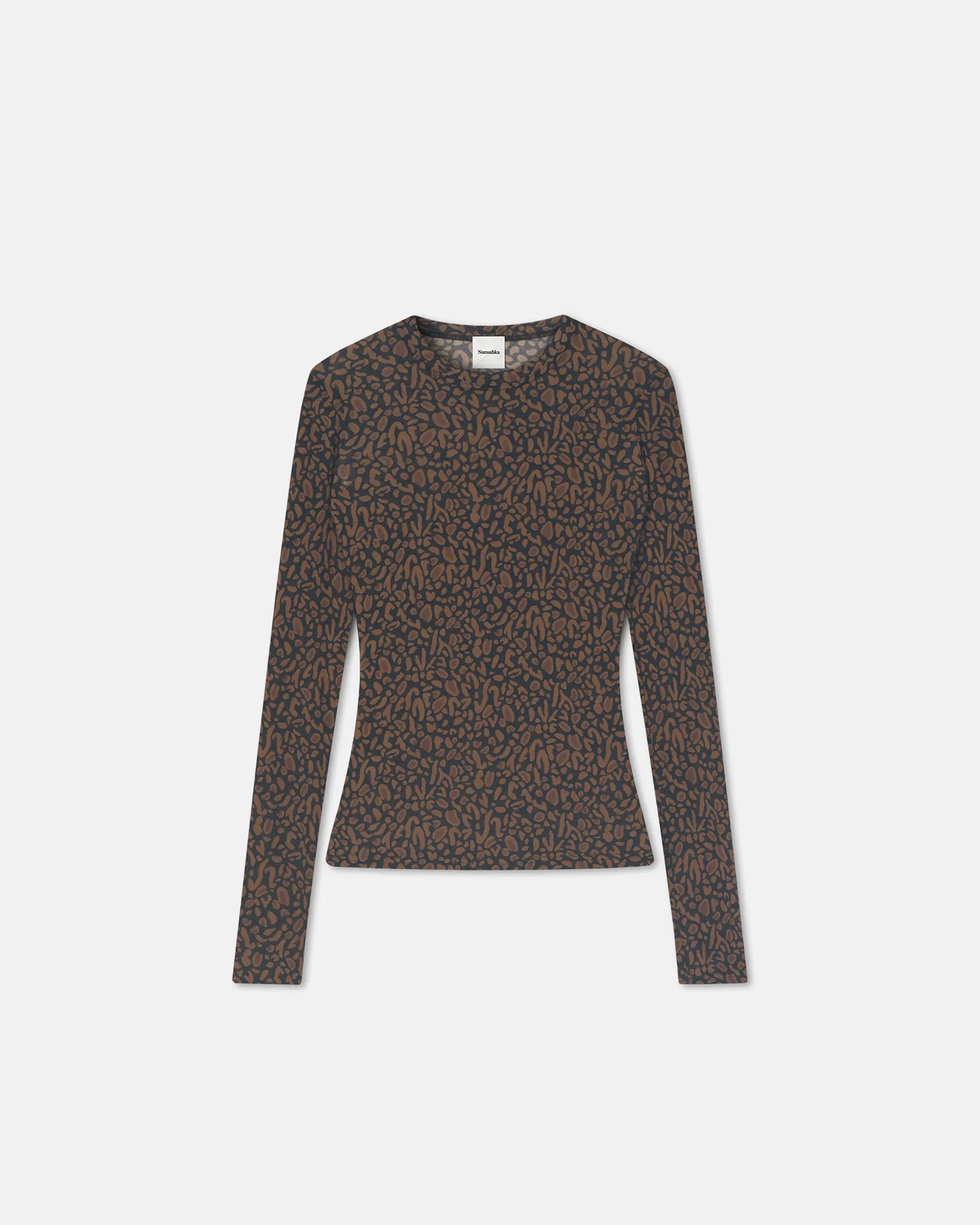 Lymee - Mesh-Jersey Top - Brown Ocelot sold by Nanushka