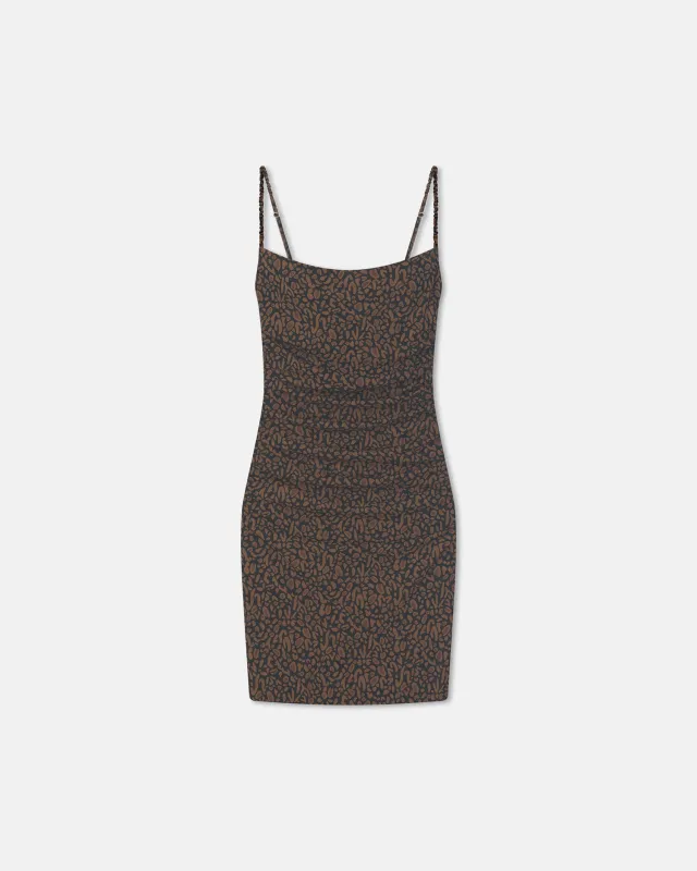 Adie - Printed Mesh-Jersey Dress - Brown Ocelot sold by Nanushka
