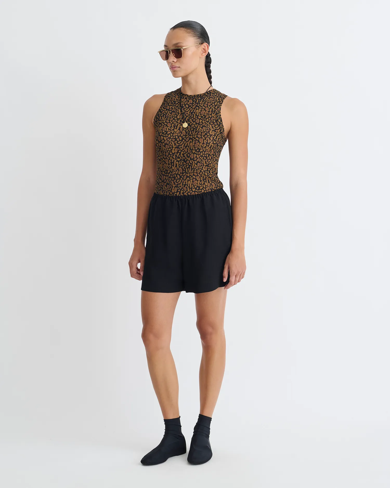 Anneke - Mesh-Jersey Tank Top - Brown Ocelot sold by Nanushka product image thumbnail 3