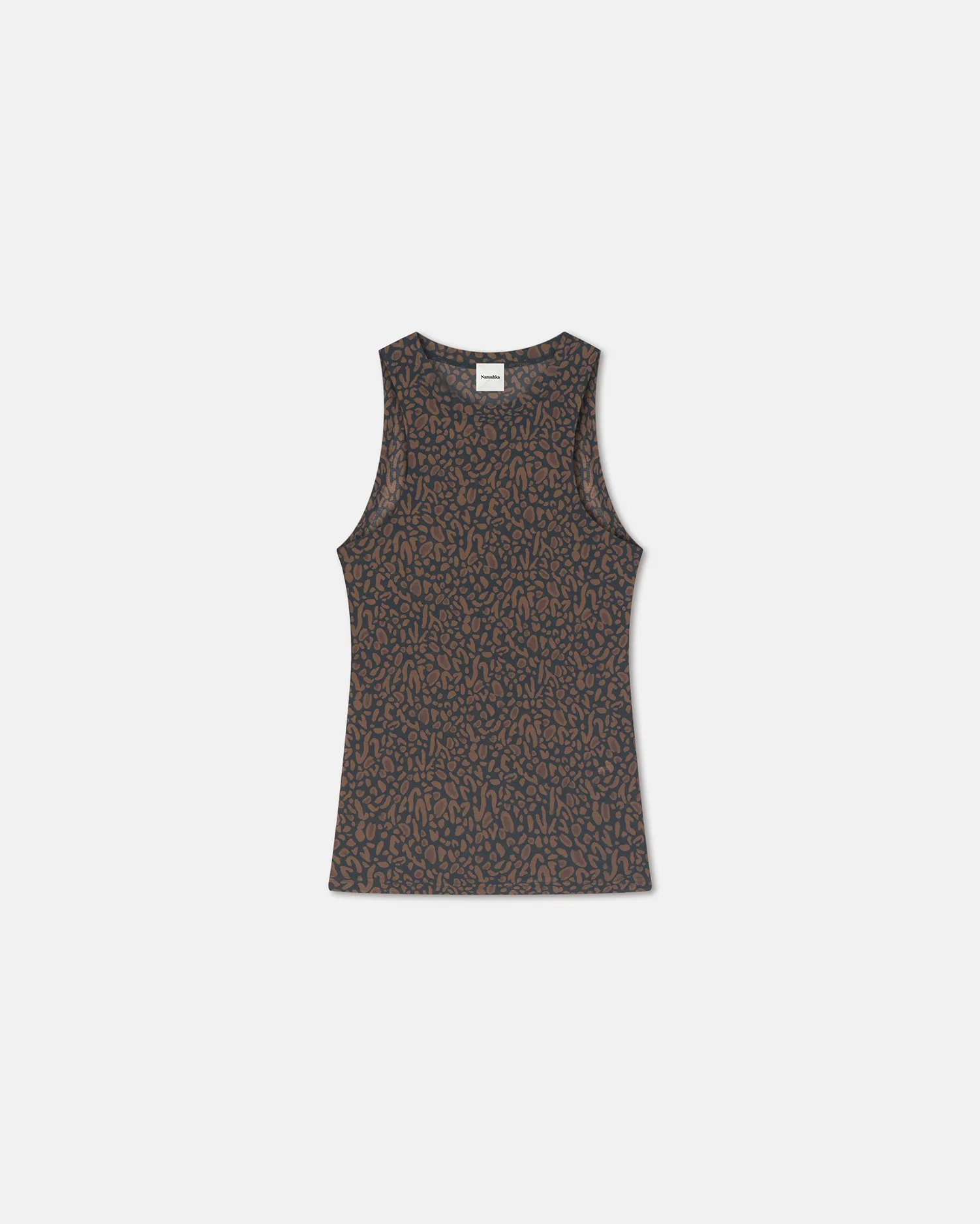 Anneke - Mesh-Jersey Tank Top - Brown Ocelot sold by Nanushka