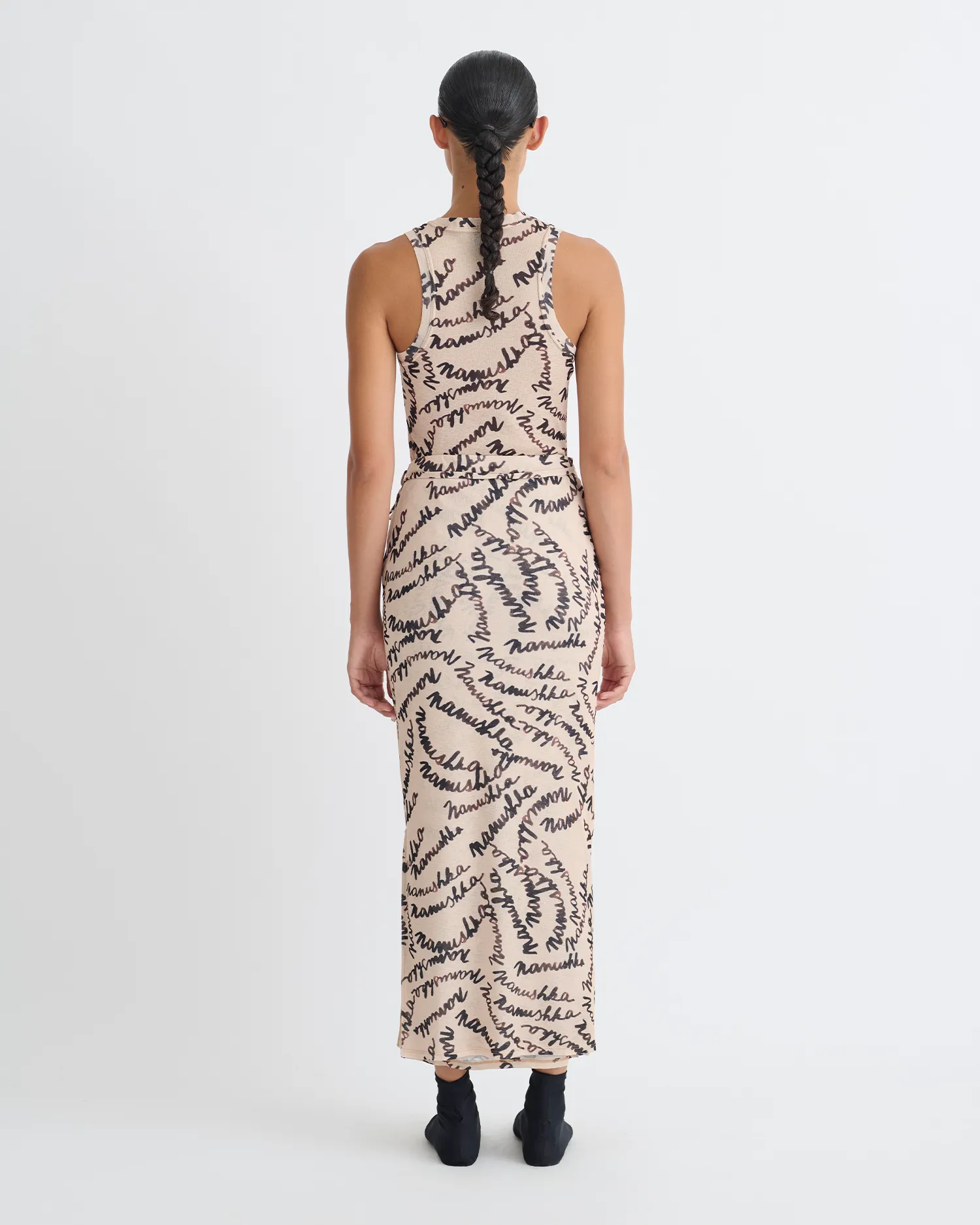 Anneke - Mesh-Jersey Tank Top - Creme Scribble Logo sold by Nanushka product image thumbnail 3