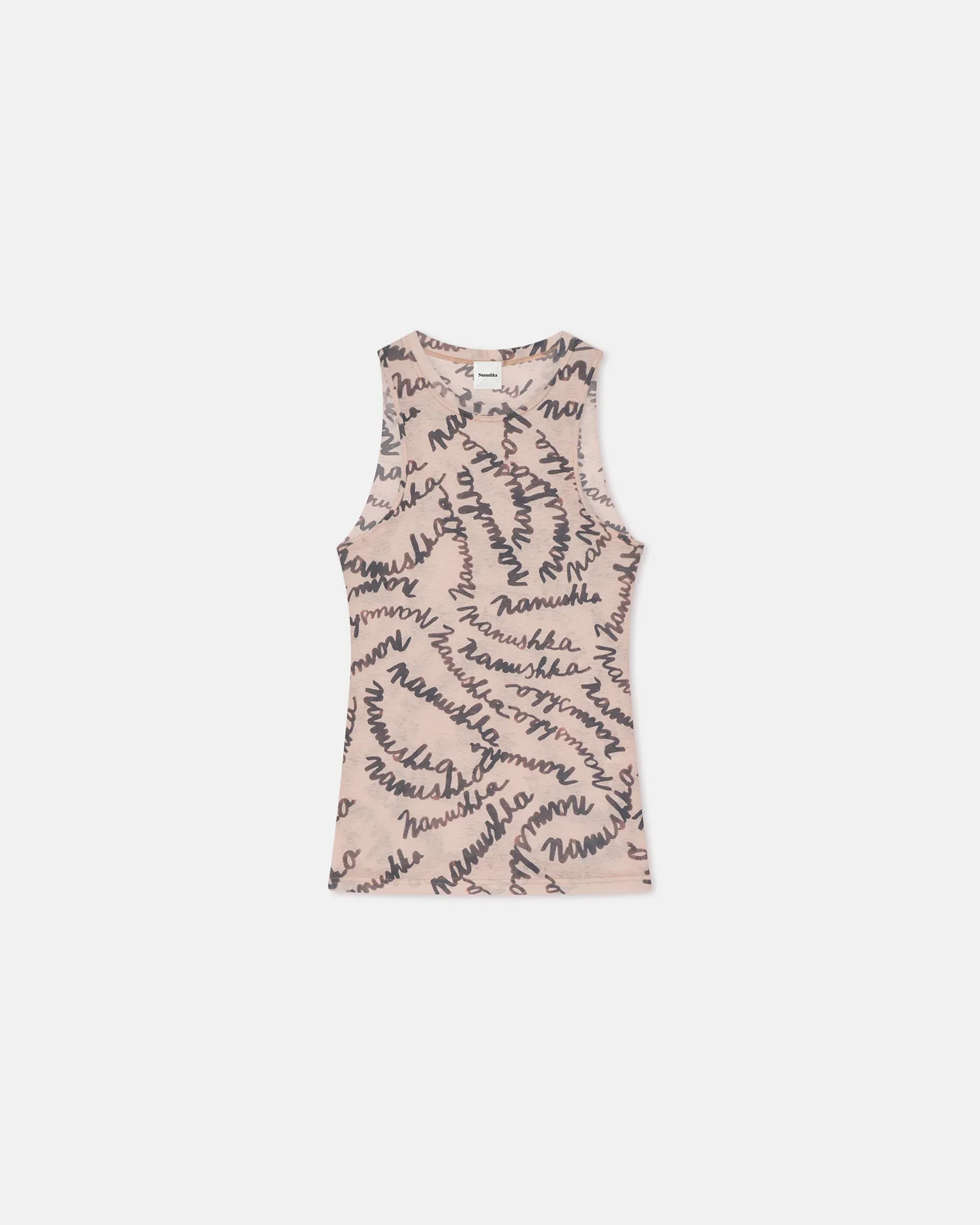 Anneke - Mesh-Jersey Tank Top - Creme Scribble Logo sold by Nanushka