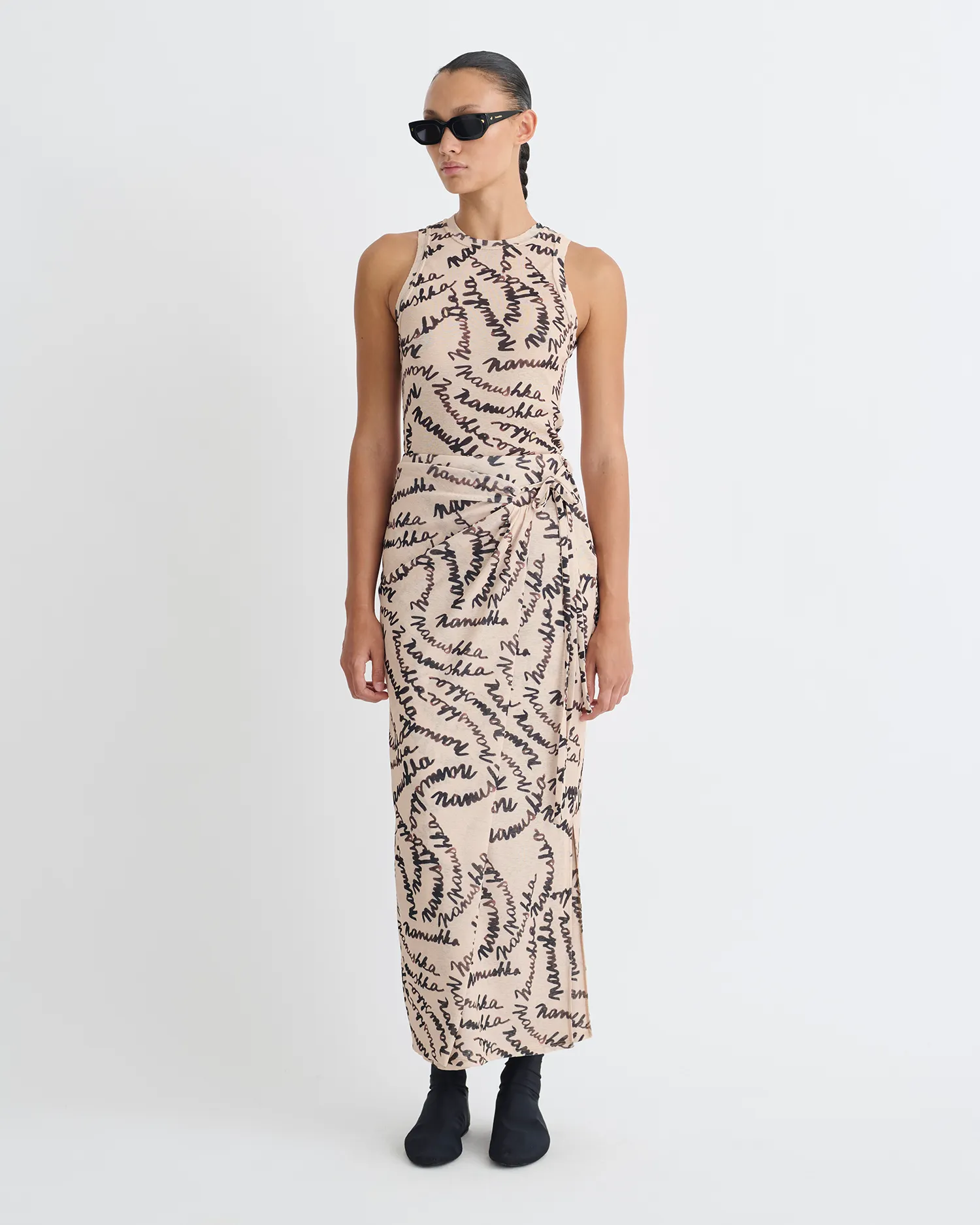 Anneke - Mesh-Jersey Tank Top - Creme Scribble Logo sold by Nanushka product image thumbnail 2