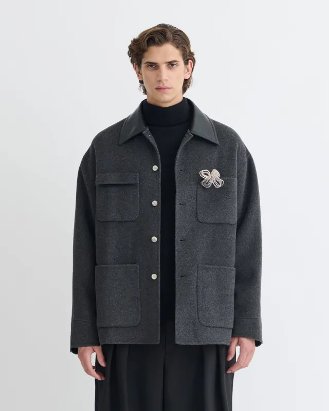 Camilo - Double Wool Jacket - Grey Melange sold by Nanushka