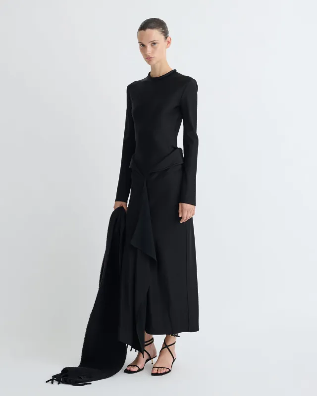 Diah - Crisp Satin Dress - Black sold by Nanushka