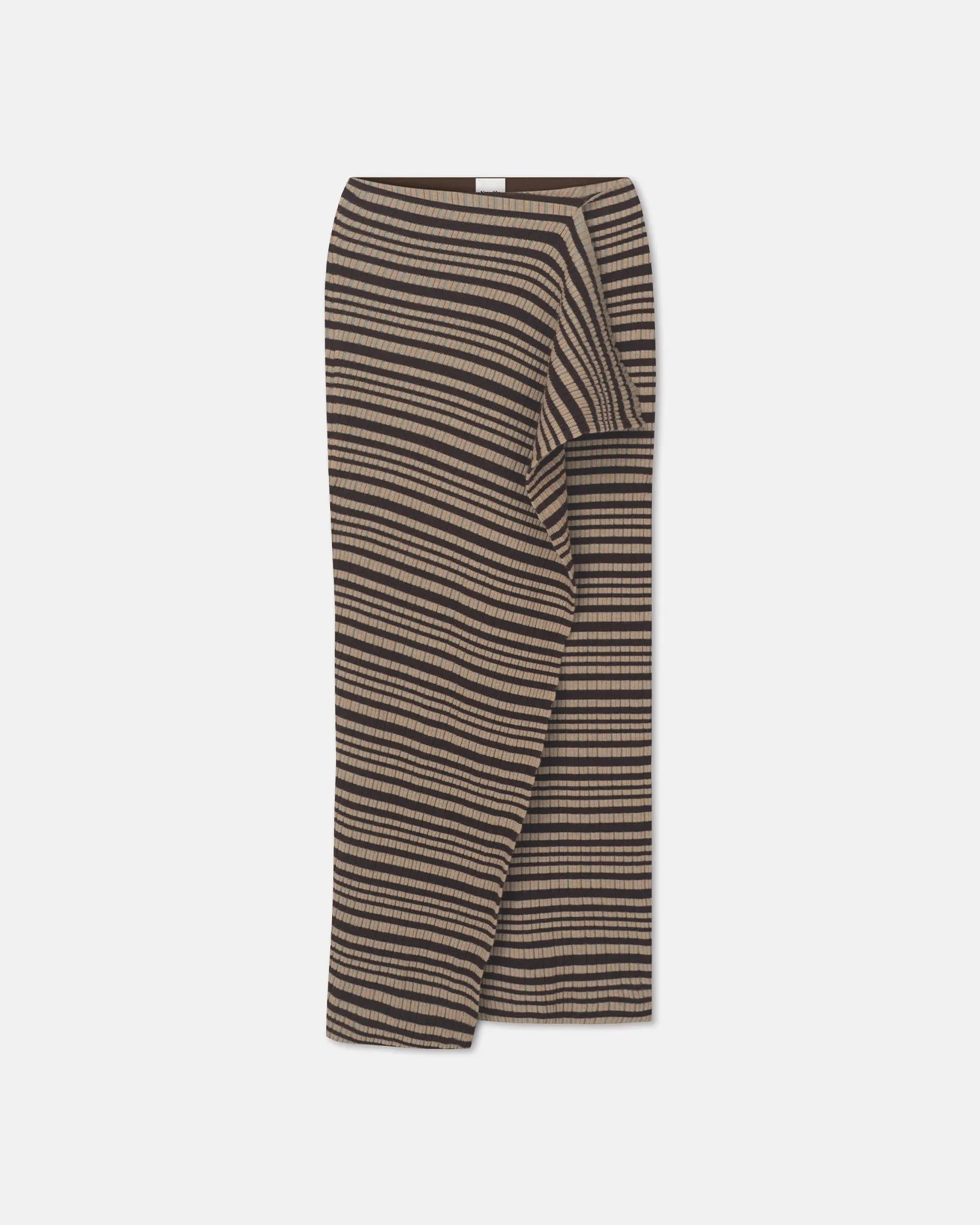 Nitsa - Fine Merino Rib Mid-Length Skirt - Black/Brown/Green Stripe sold by Nanushka