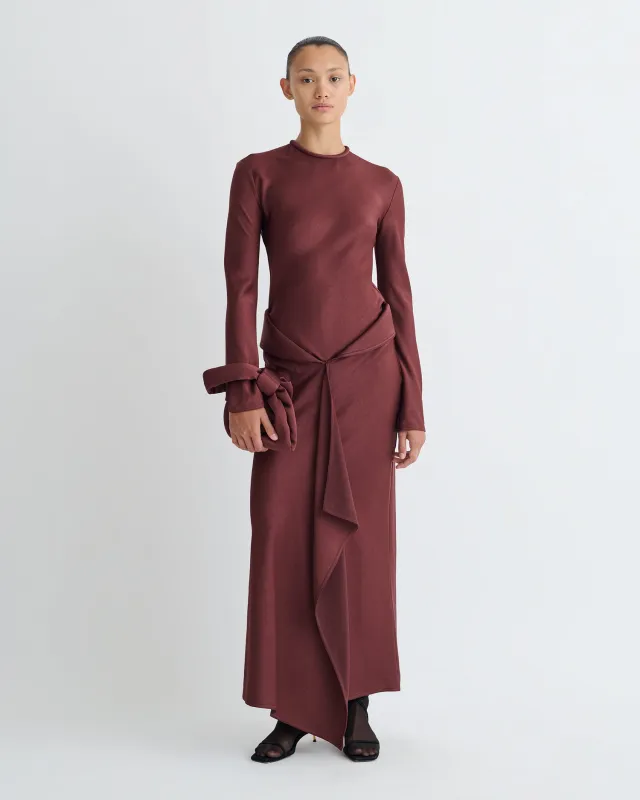 Diah - Crisp Satin Dress - Mahogany sold by Nanushka
