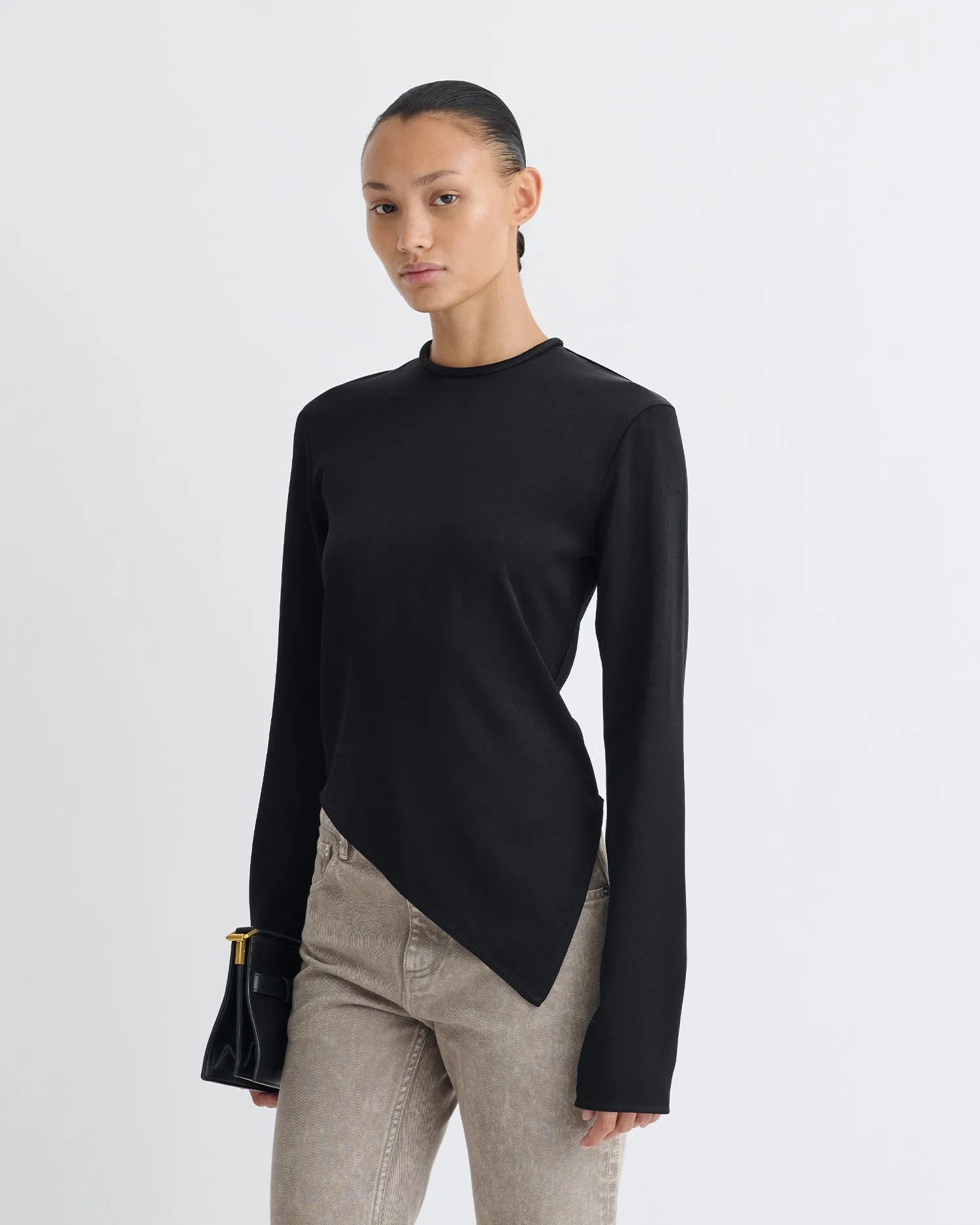 Endah - Crisp Satin Top - Black sold by Nanushka product image thumbnail 4