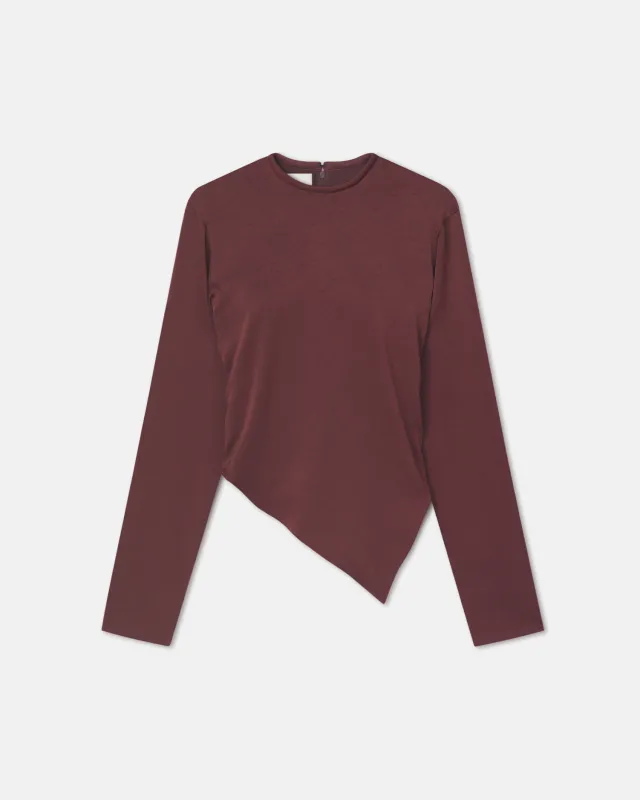 Endah - Crisp Satin Top - Mahogany sold by Nanushka