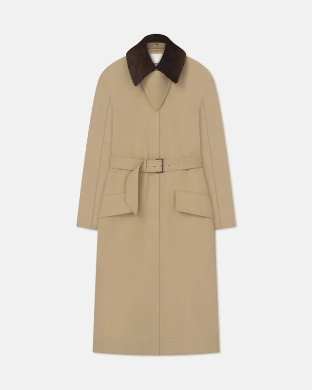 Talbot - Bonded Trench/Faux Fur Coat - Beige/Brown made by Nanushka